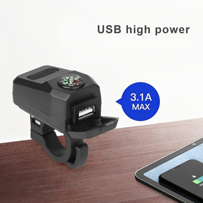 Motorcycle Usb Charger With Compass – Fast Charging, Waterproof, 36-105v – Universal For Motorcycles & E-bikes